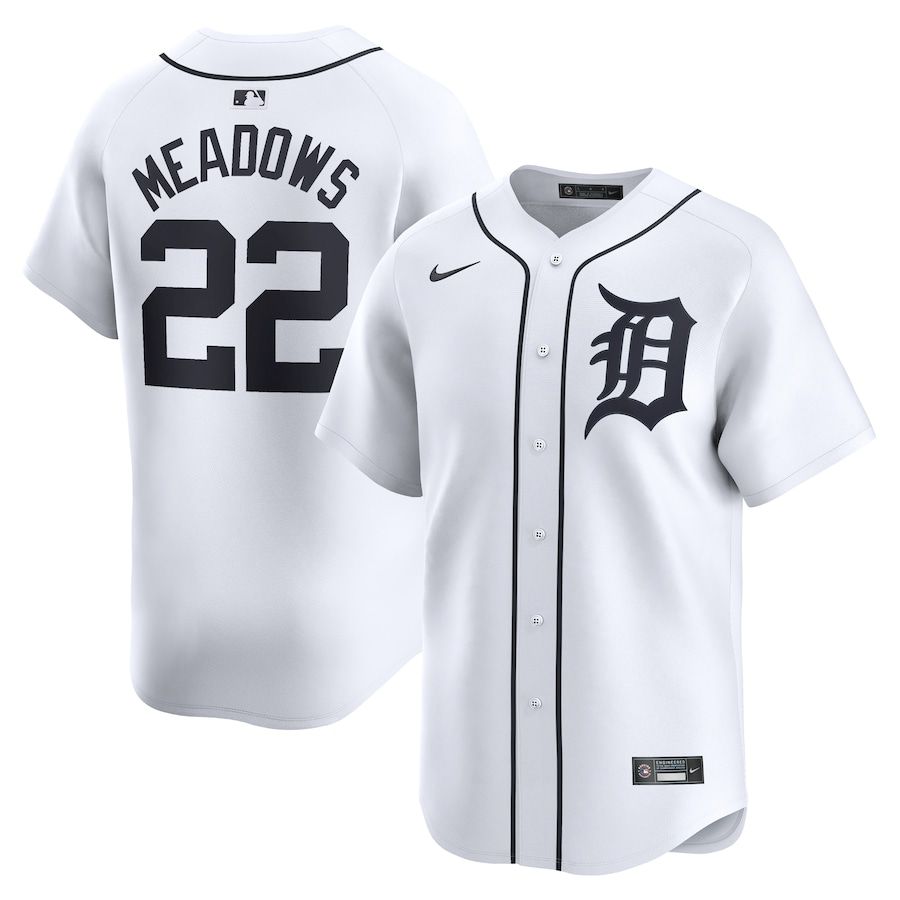 Men Detroit Tigers #22 Parker Meadows Nike White Home Limited Player MLB Jersey